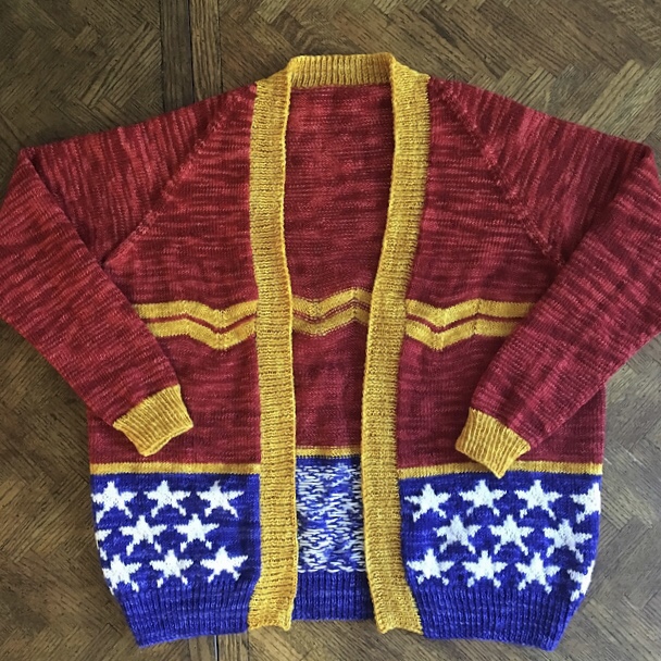 wonder woman cardigan front flat
