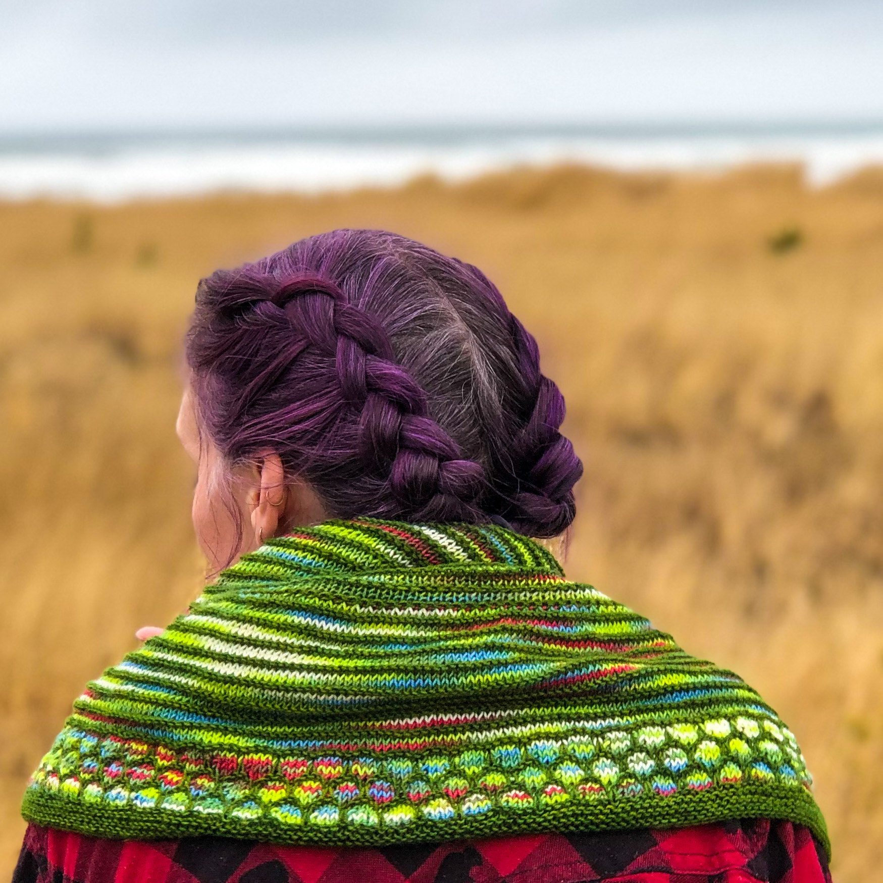 Wrapped view of Everyone shawl