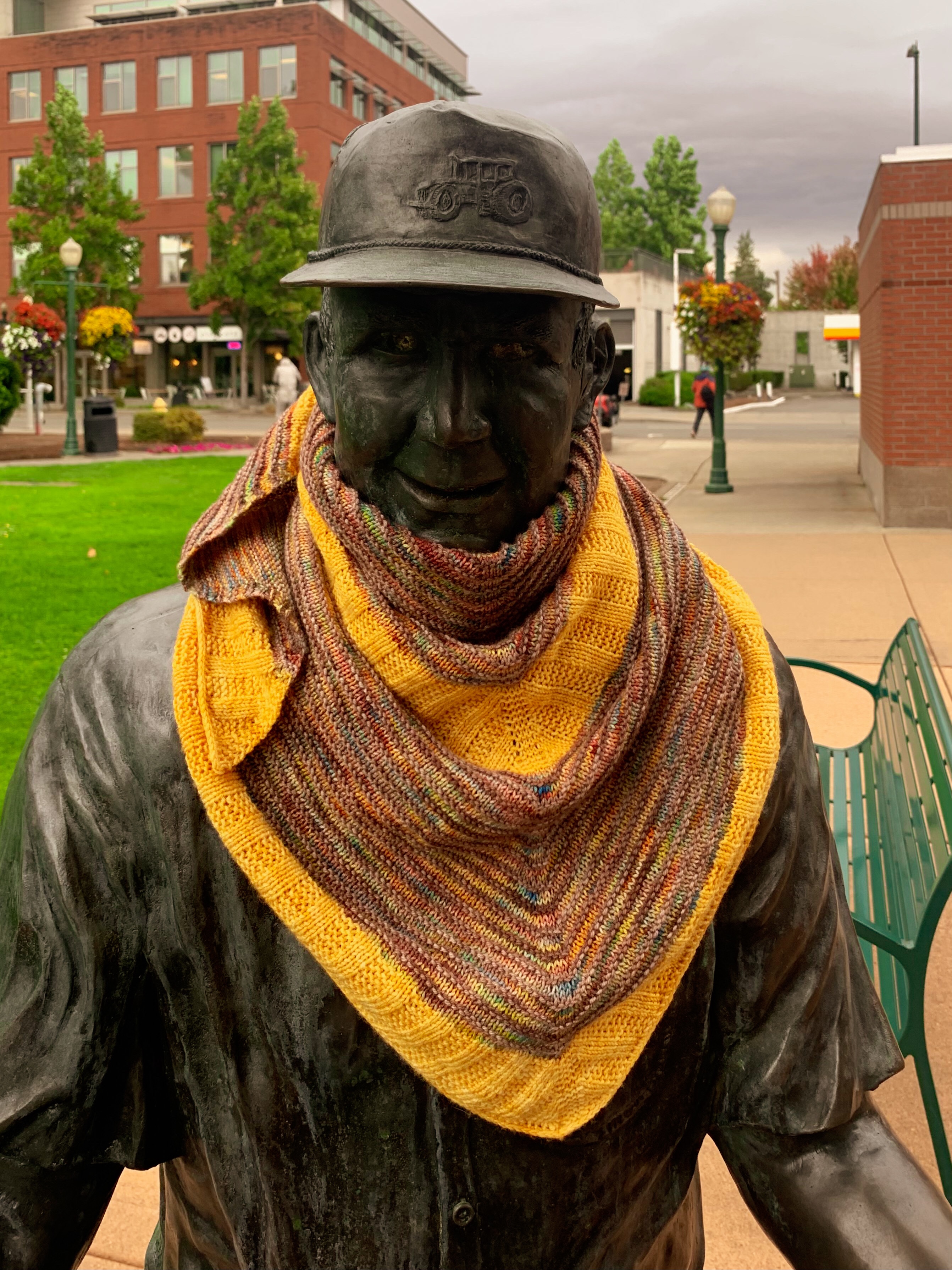 Everyday shawl on statue